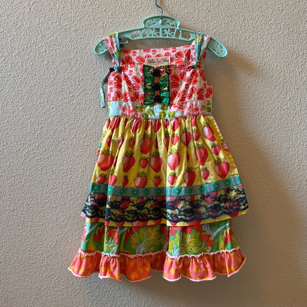 Matilda Jane Girls Strawberry Floral Tiered Dress D1357 Multicolor Size 4